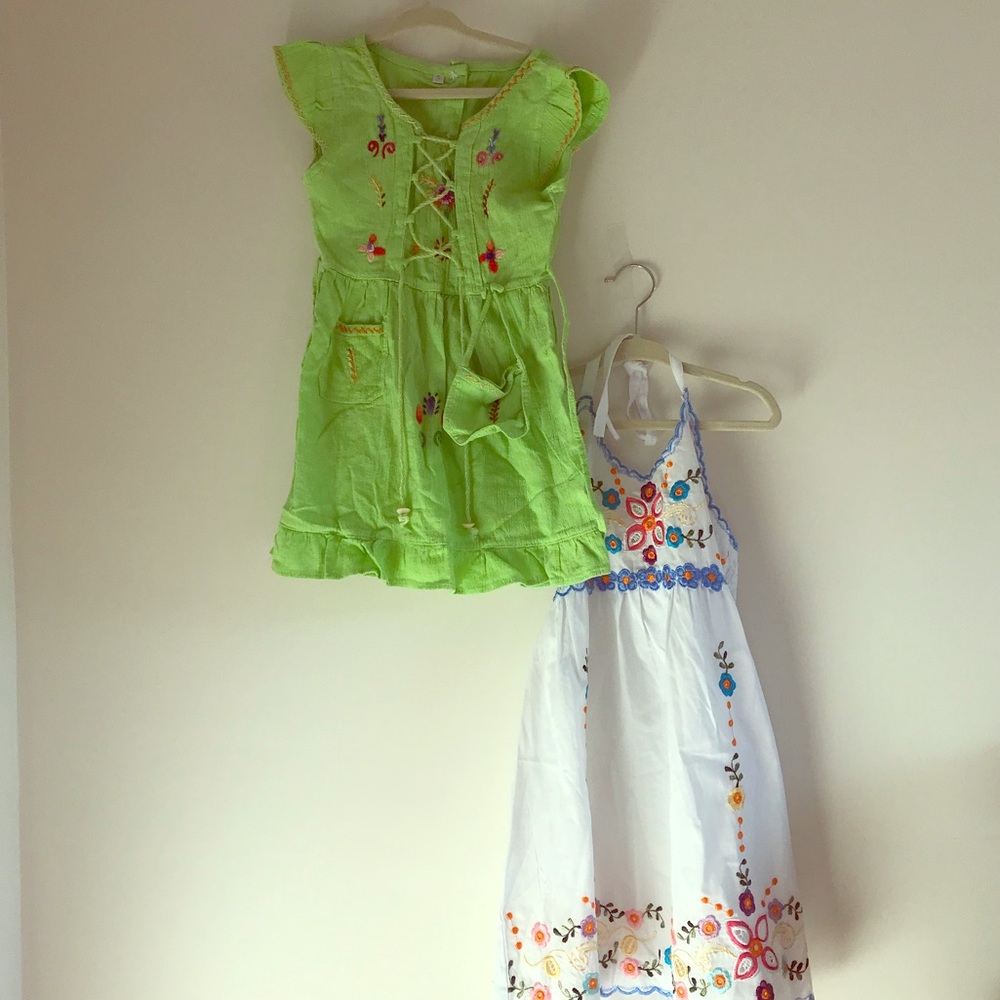 Size 5 embroidered tunic and halter dress.